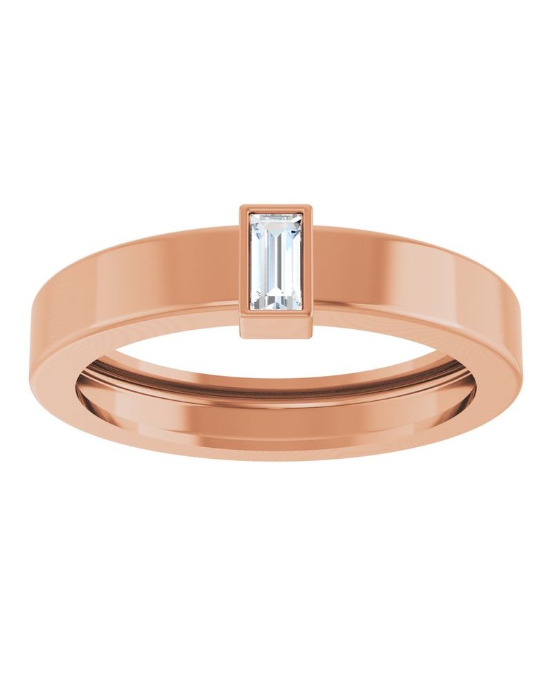 Anel Solitário Leve com Cravação Bezel em Ouro 14k com Diamantes de Laboratório
