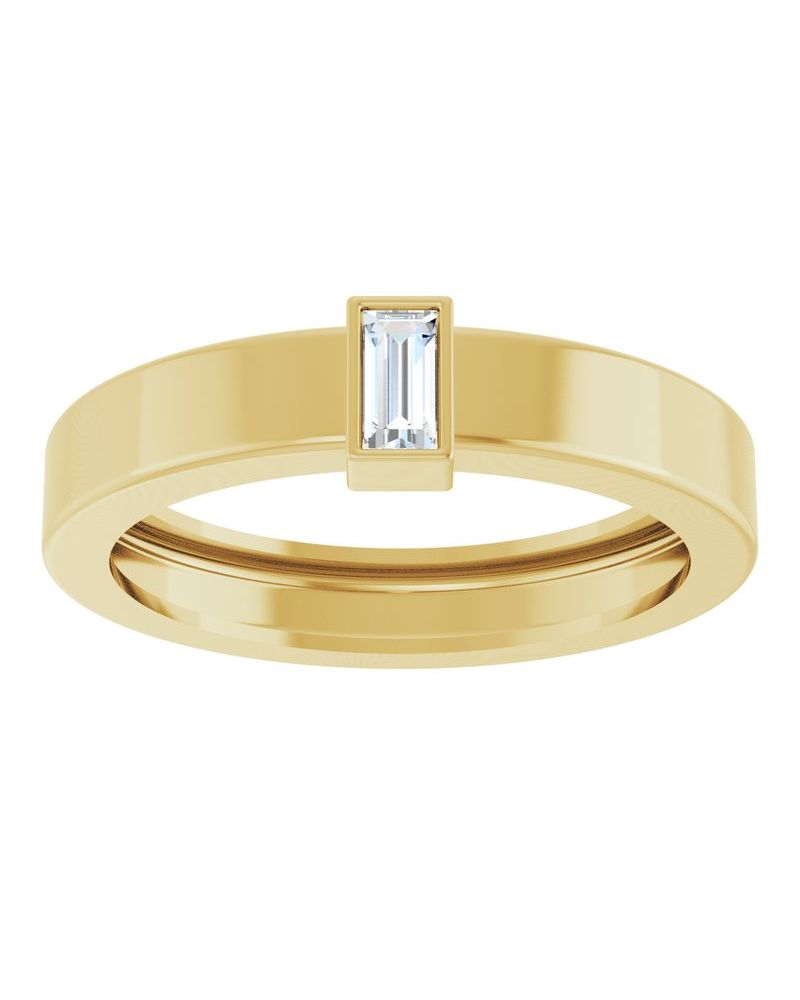 Anel Solitário Leve com Cravação Bezel em Ouro 14k com Diamantes de Laboratório