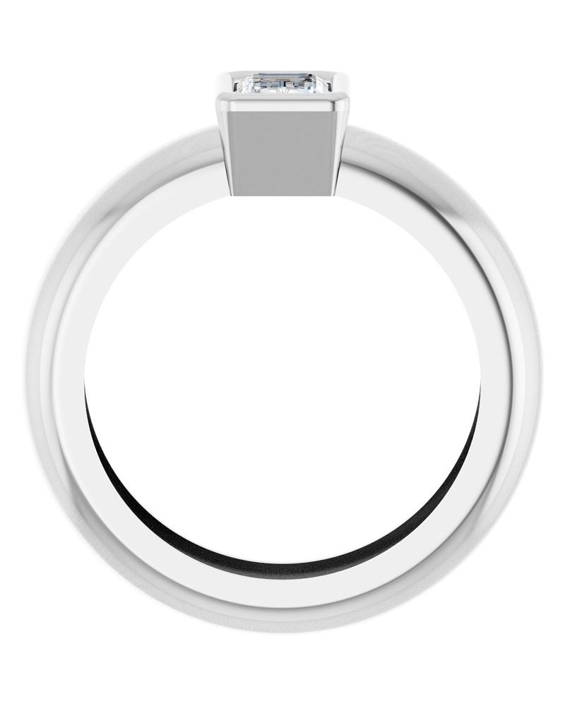 Anel Solitário com Cravação Bezel Leve em Ouro 14k com Diamantes de Laboratório