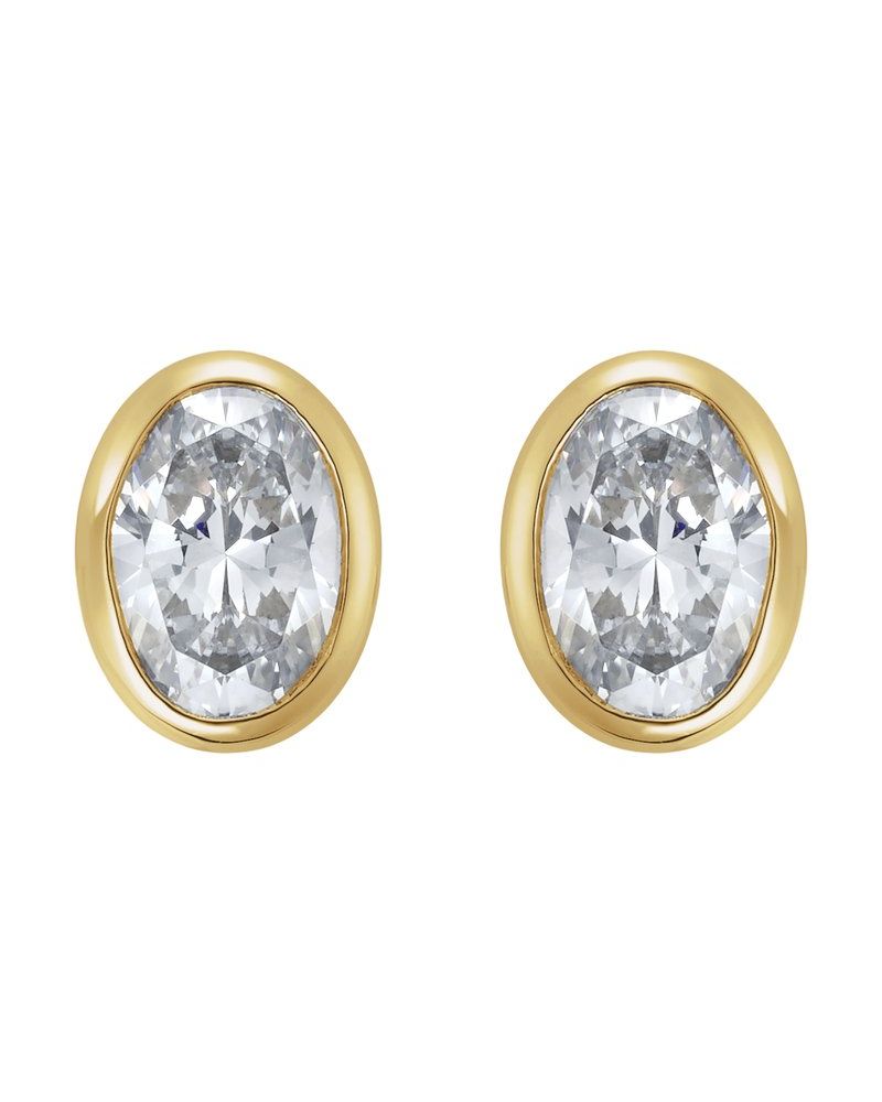 Brinco Ponto de Luz Leve com Cravação Bezel em Ouro 14k com Diamantes Naturais