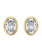 Brinco Ponto de Luz Leve com Cravação Bezel em Ouro 14k com Diamantes Naturais