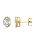 Brinco Ponto de Luz Leve com Cravação Bezel em Ouro 14k com Diamantes Naturais