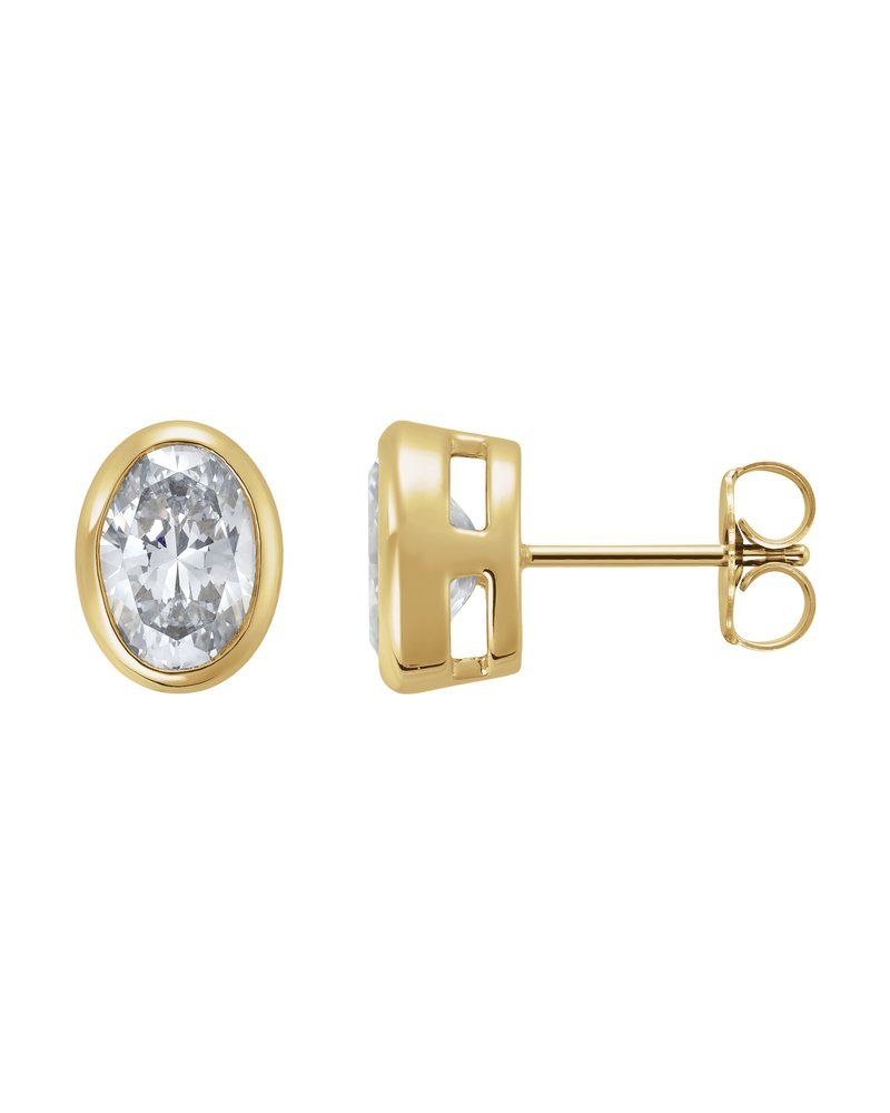 Brinco Ponto de Luz Leve com Cravação Bezel em Ouro 14k com Diamantes de Laboratório