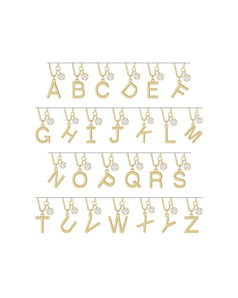 Colar Inicial Cravejado em Ouro 14k com Diamantes de Laboratório – Modelo 2