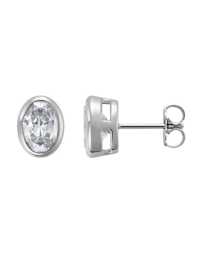 Brinco Ponto de Luz Leve com Cravação Bezel em Ouro 14k com Diamantes Naturais