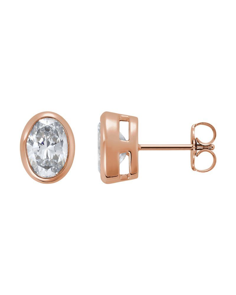 Brinco Ponto de Luz Leve com Cravação Bezel em Ouro 14k com Diamantes de Laboratório
