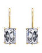 Brinco Esmeralda (lapidação) Quatro Garras Pendente em Ouro 14k com Diamantes de Laboratório