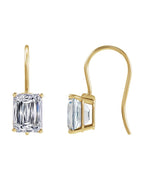 Brinco Esmeralda (lapidação) Quatro Garras Pendente em Ouro 14k com Diamantes de Laboratório