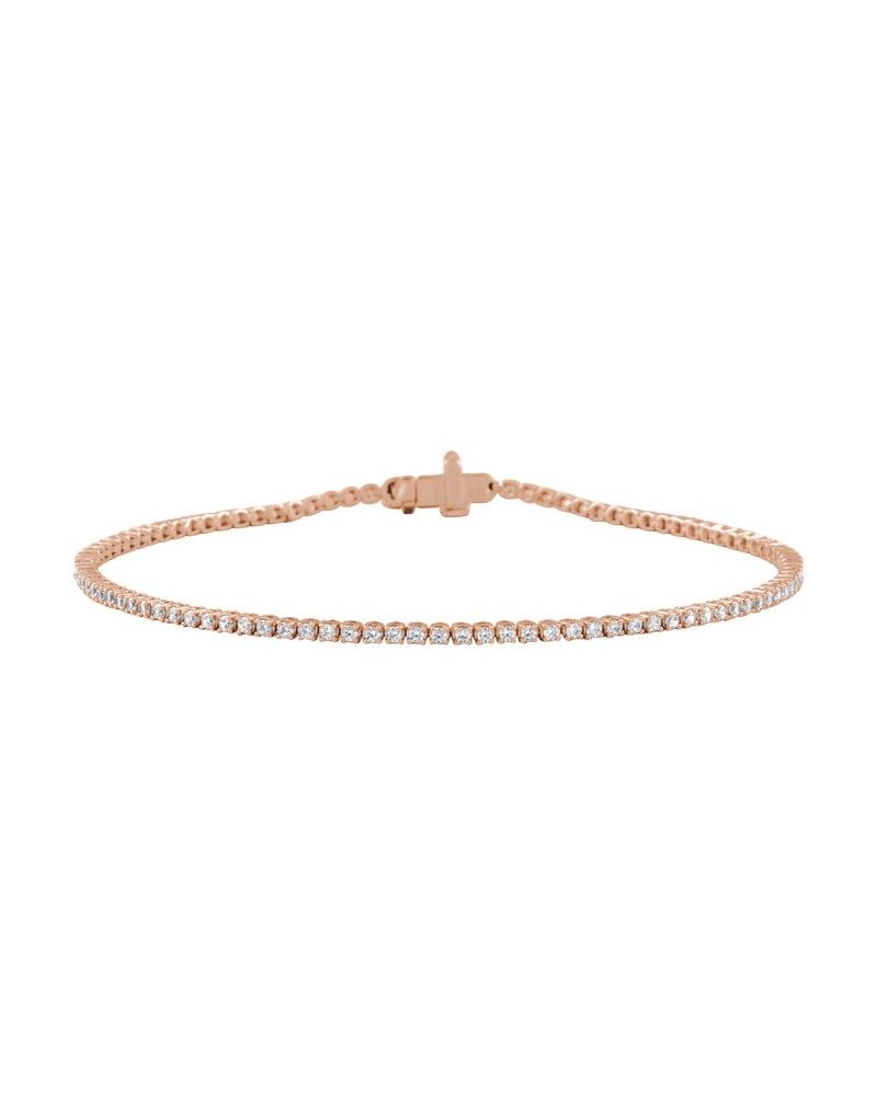 Pulseira Riviera Perfil Baixo em Ouro 14k com Diamantes de Laboratório