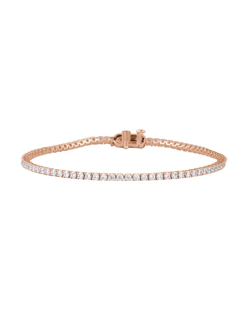 Pulseira Riviera Perfil Baixo em Ouro 14k com Diamantes de Laboratório