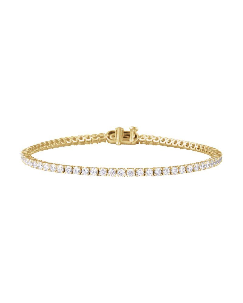 Pulseira Riviera Perfil Baixo em Ouro 14k com Diamantes de Laboratório