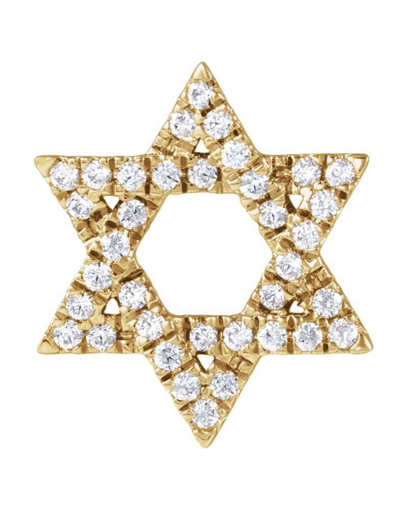 Pingente Estrela de Davi em Ouro 14k com Diamantes de Laboratório