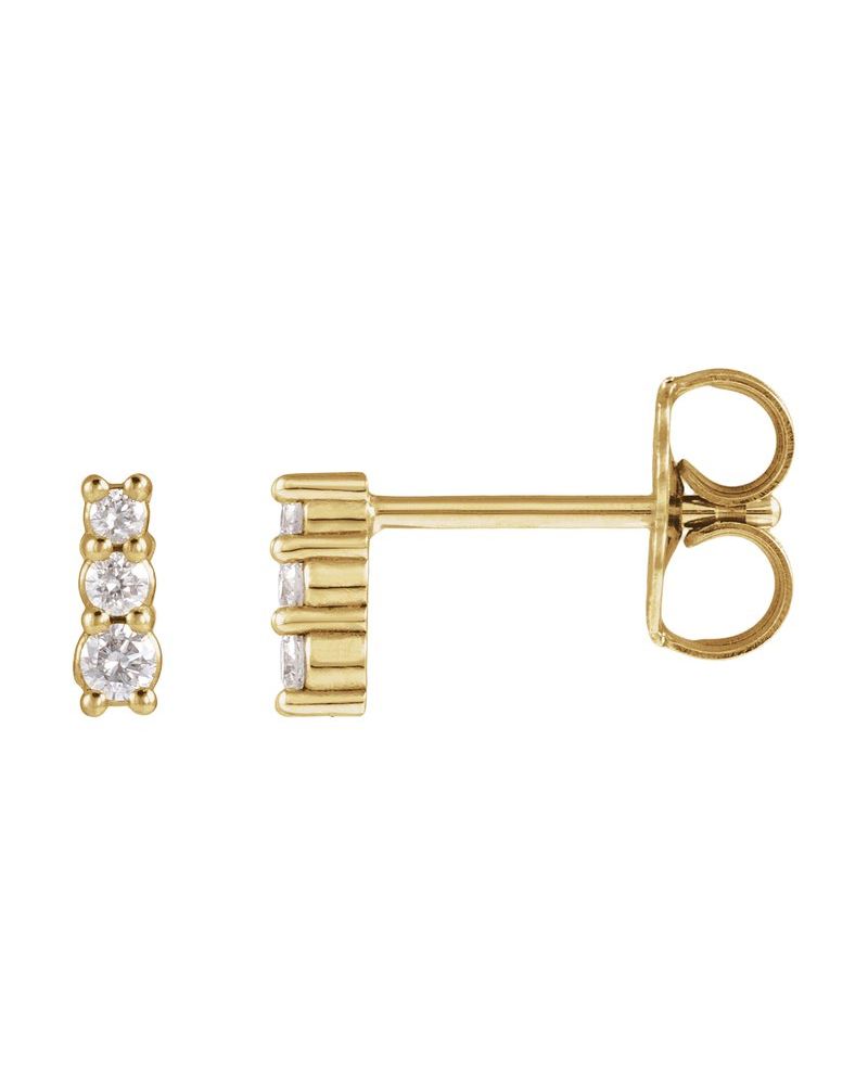 Brinco Três Pedras em Ouro 14k com Diamantes Naturais – Modelo 2