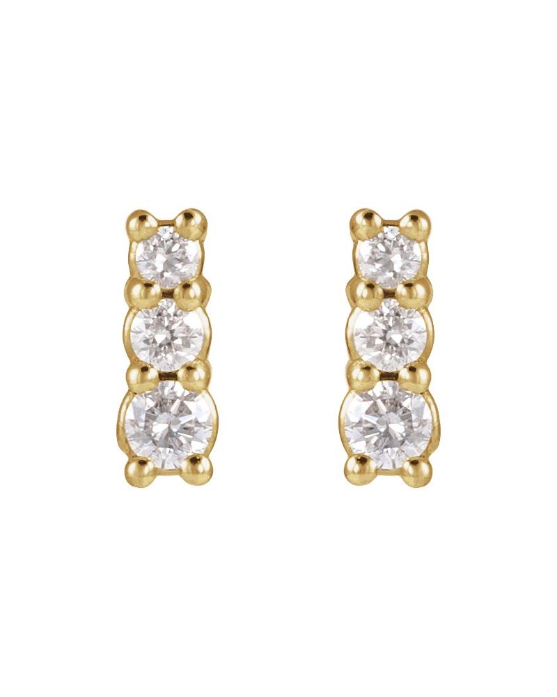 Brinco Três Pedras em Ouro 14k com Diamantes de Laboratório