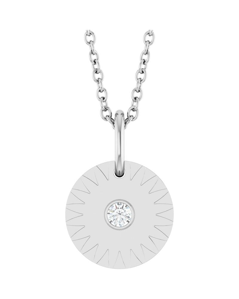 Colar Disco Cravejado em Ouro 14k com Diamantes de Laboratório