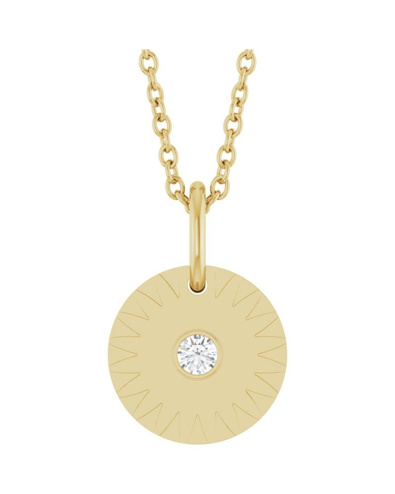 Colar Disco Cravejado em Ouro 14k com Diamantes de Laboratório