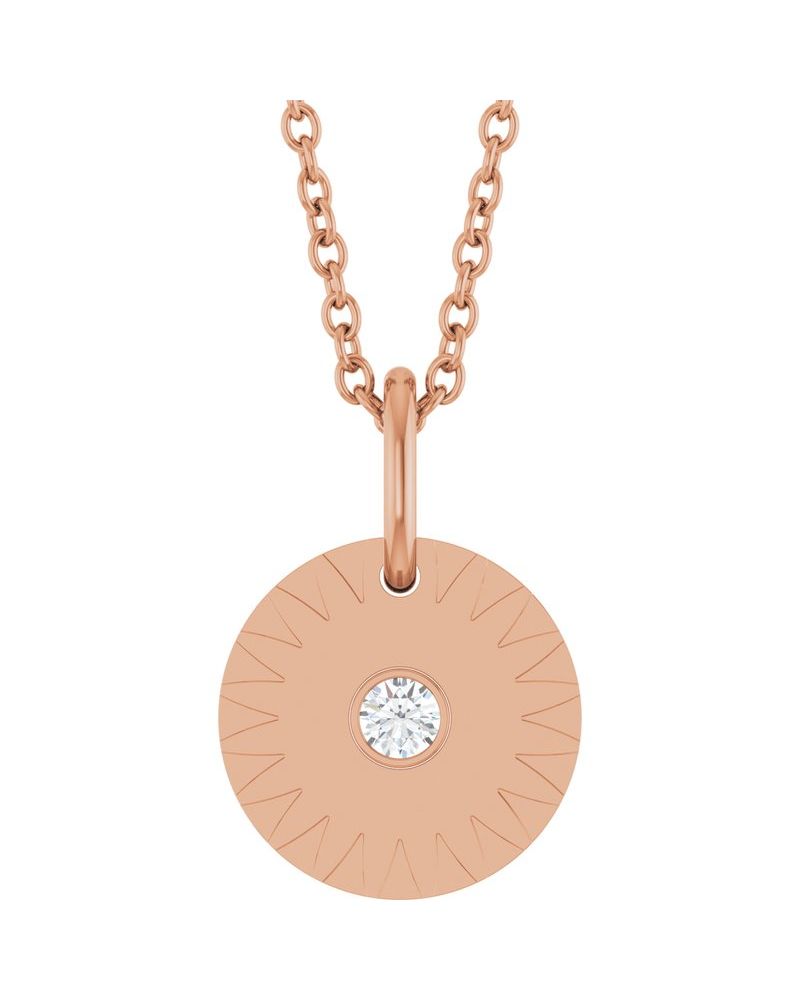 Colar Disco Cravejado em Ouro 14k com Diamantes de Laboratório
