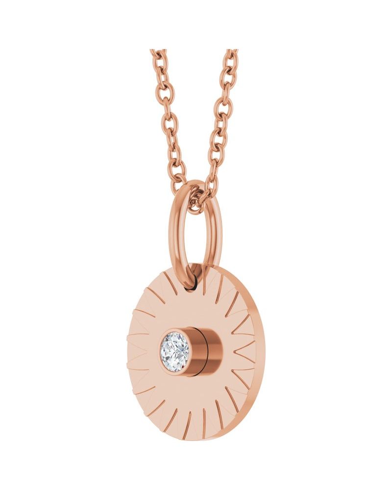 Colar Disco Cravejado em Ouro 14k com Diamantes de Laboratório
