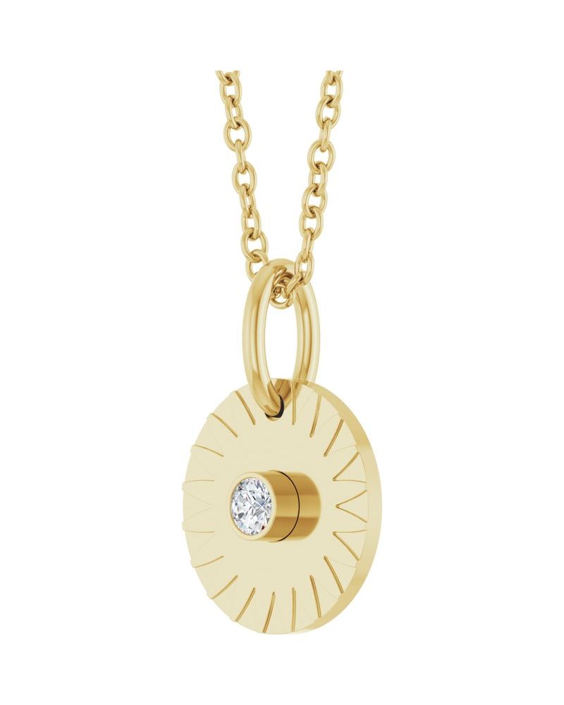 Colar Disco Cravejado em Ouro 14k com Diamantes de Laboratório