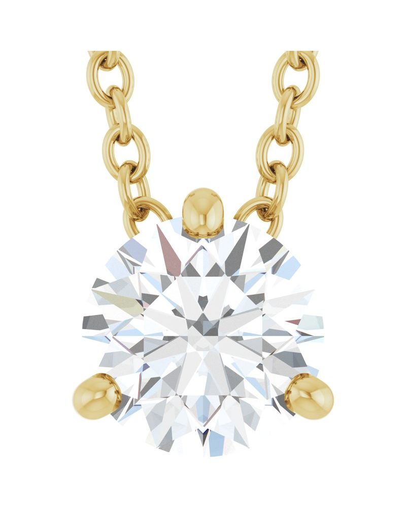 Colar Redondo Três Garras Passante em Ouro 14k com Diamantes de Laboratório
