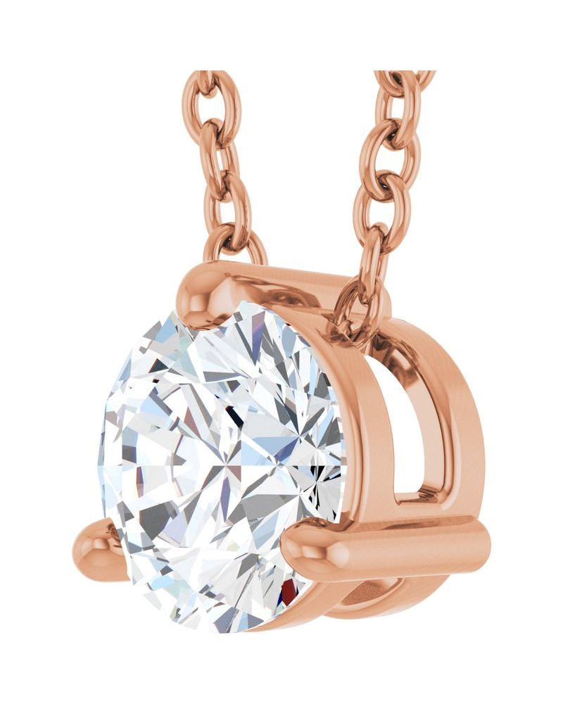Colar Redondo Três Garras Passante em Ouro 14k com Diamantes de Laboratório