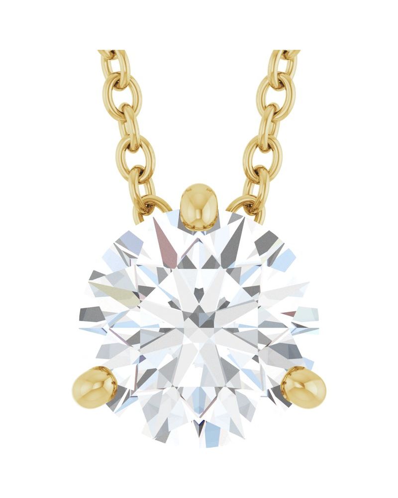 Colar Redondo Três Garras Passante em Ouro 14k com Diamantes de Laboratório