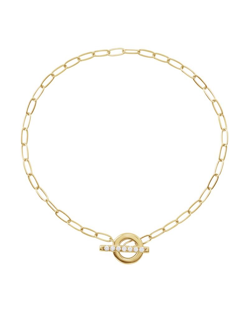 Pulseira Fecho T Cravejada em Ouro 14k com Diamantes Naturais