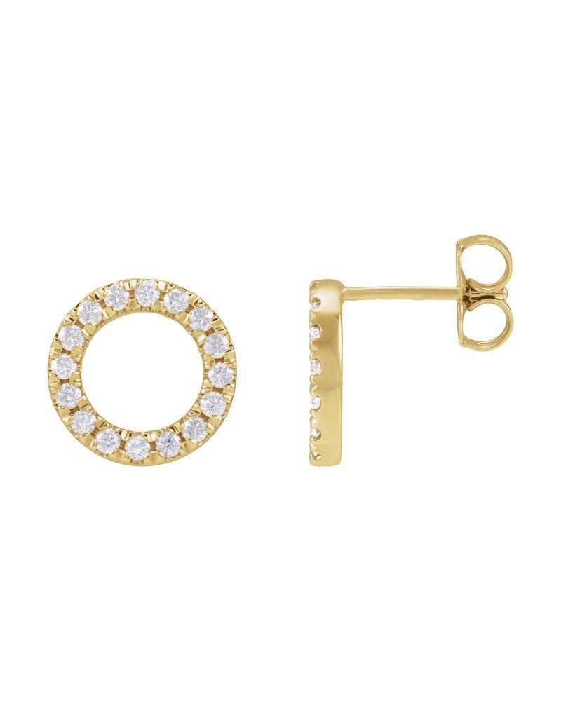 Brinco Círculo Cravejado em Ouro 14k com Diamantes de Laboratório