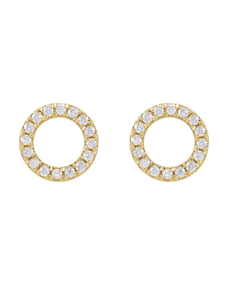 Brinco Círculo Cravejado em Ouro 14k com Diamantes de Laboratório