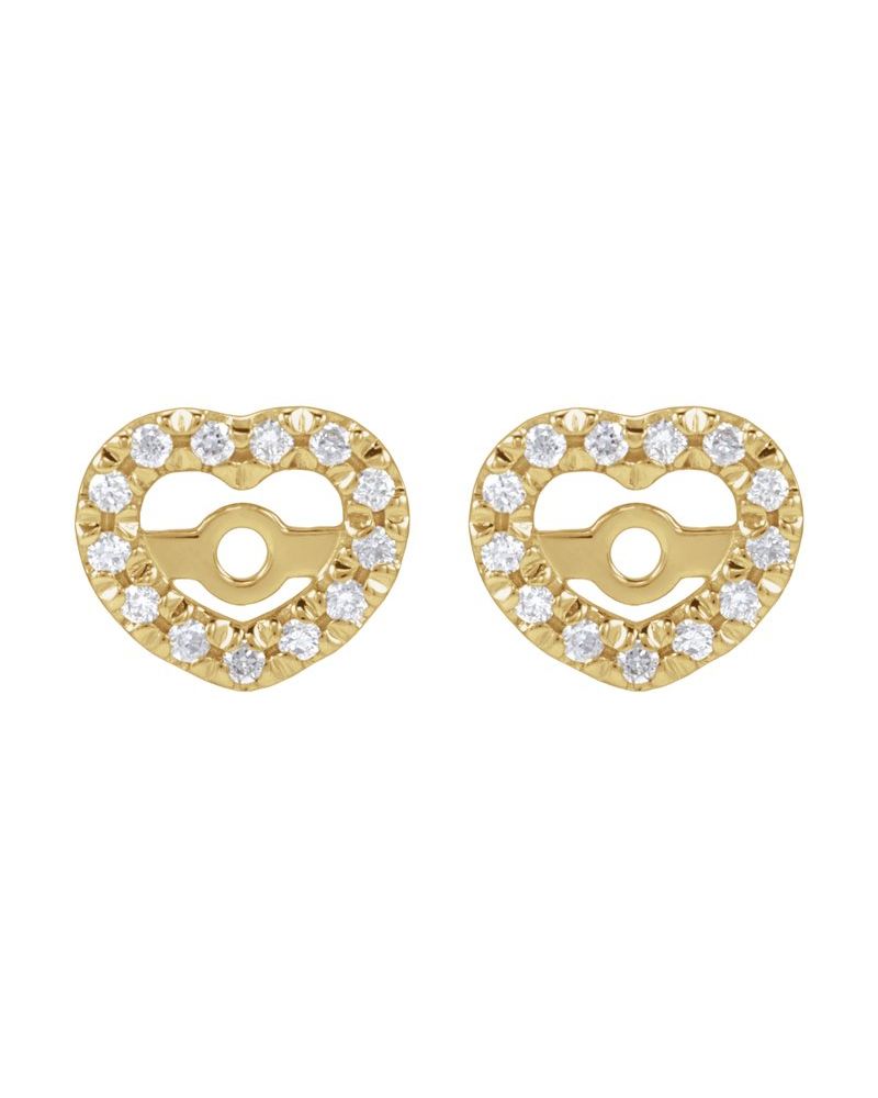 Jaqueta para Brinco Coração Cravejada em Ouro 14k com Diamantes Naturais