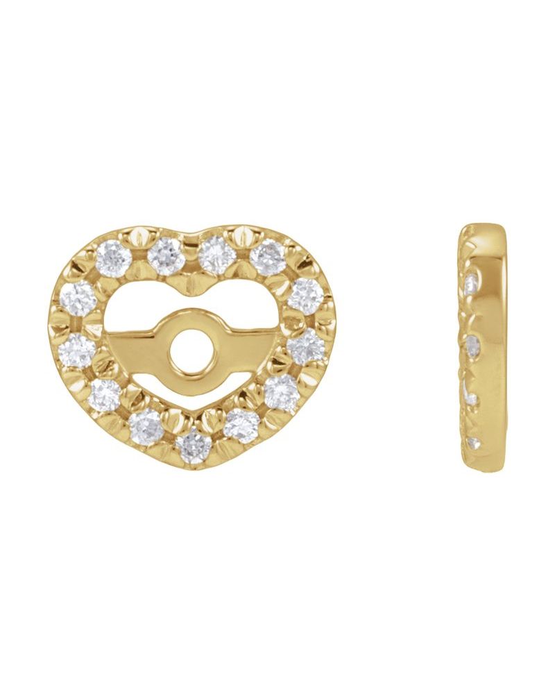 Jaqueta para Brinco Coração Cravejada em Ouro 14k com Diamantes Naturais