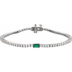 Pulseira riviera esmeralda – Ouro Branco 14k