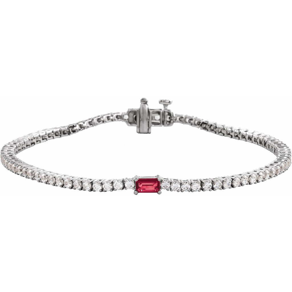 Pulseira riviera rubi – Ouro Branco 14k