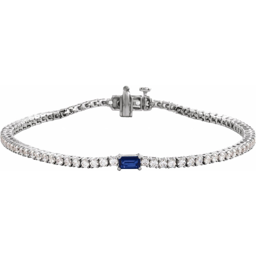 Pulseira riviera safira – Ouro Branco 14k