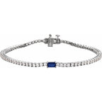 Pulseira riviera safira – Ouro Branco 14k