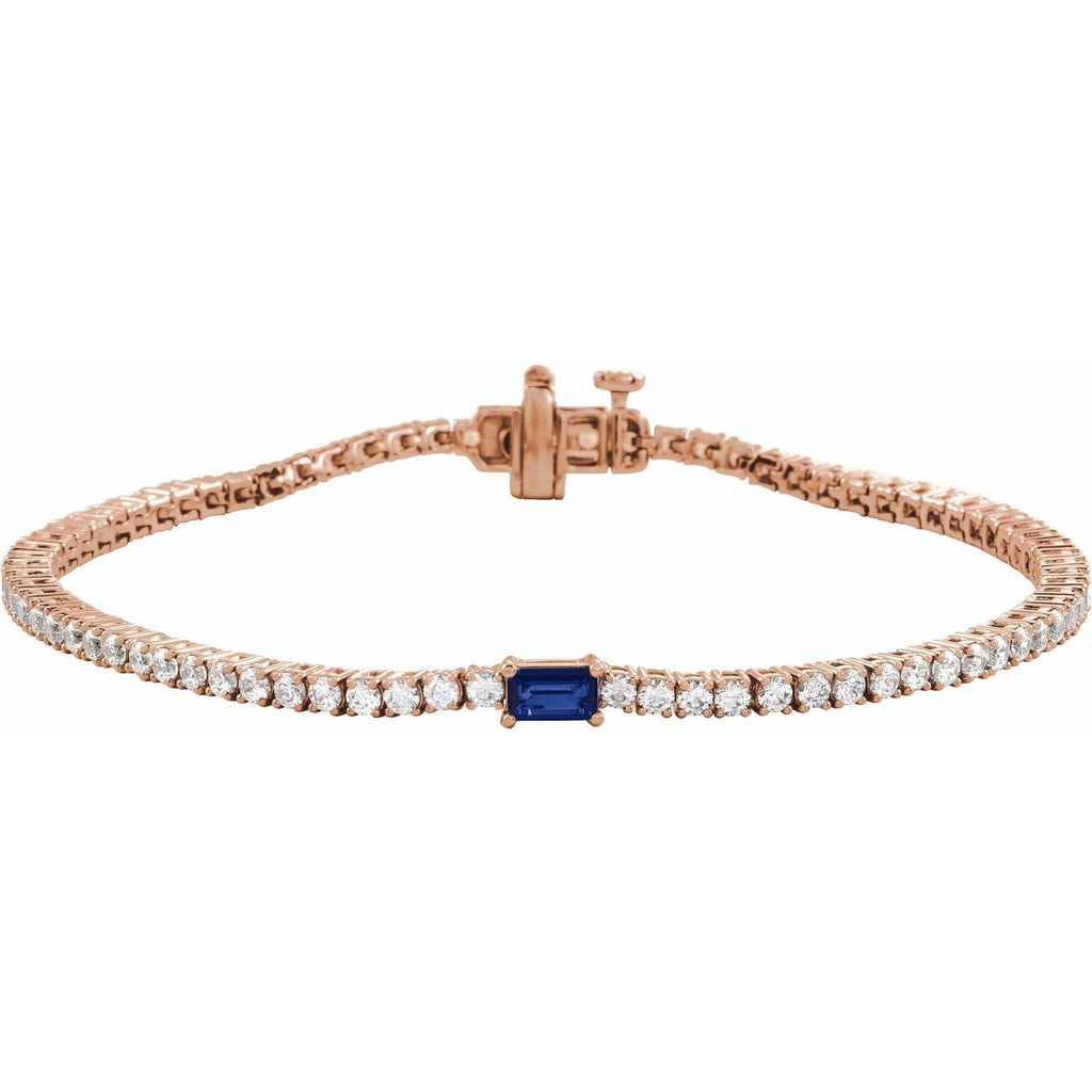 Pulseira riviera safira – Ouro Rosé 14k