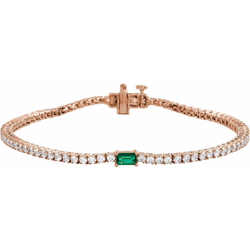 Pulseira riviera esmeralda – Ouro Rosé 14k