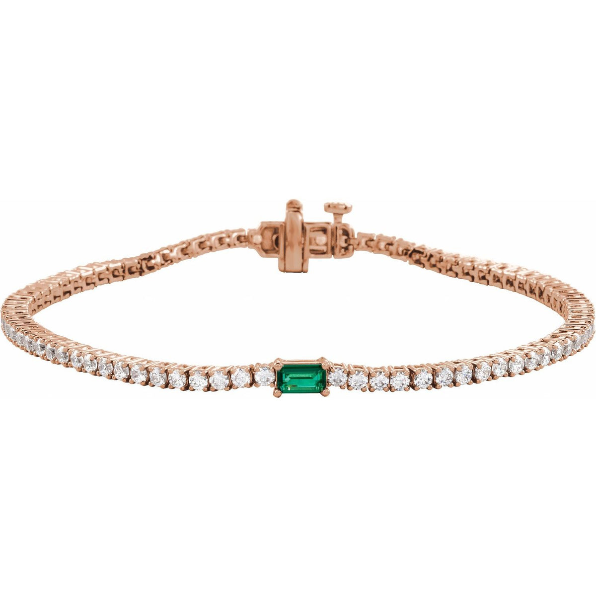 Pulseira riviera esmeralda – Ouro Rosé 14k
