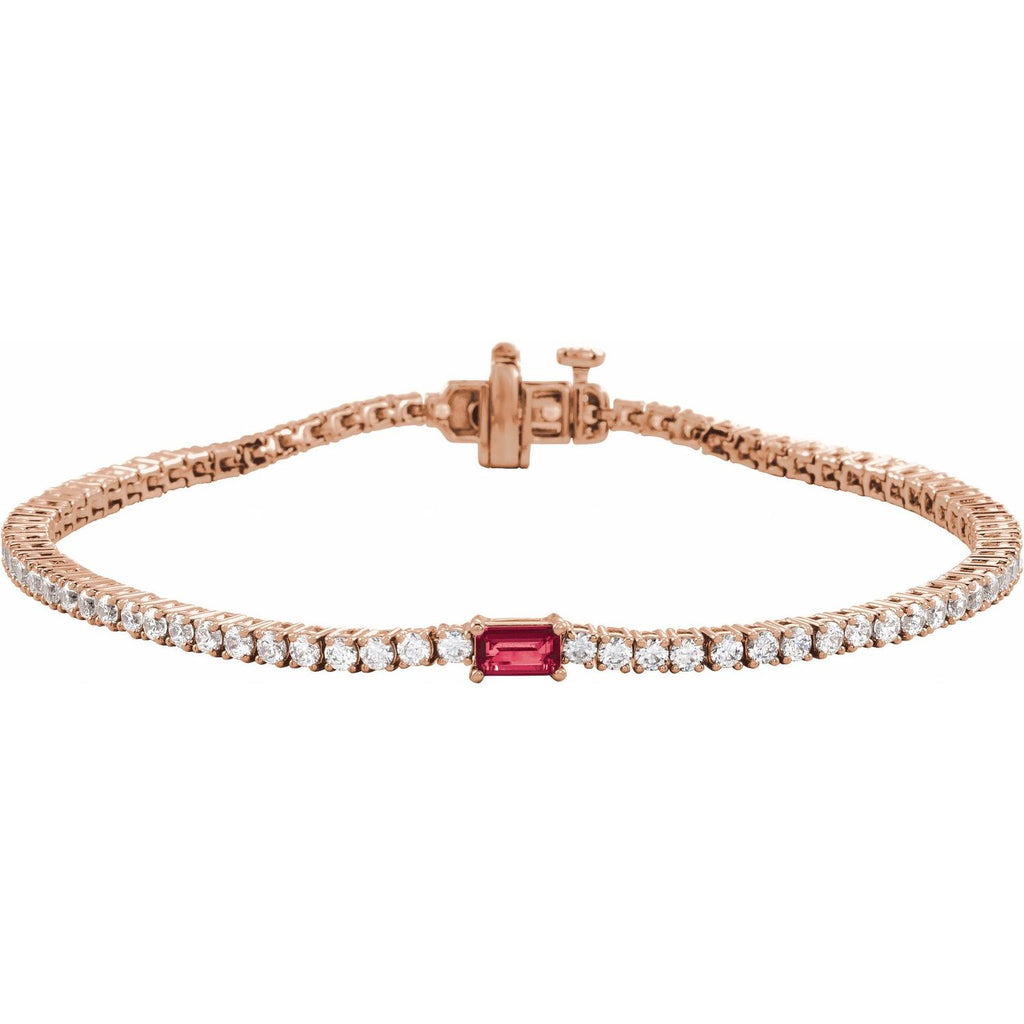 Pulseira riviera rubi – Ouro Rosé 14k