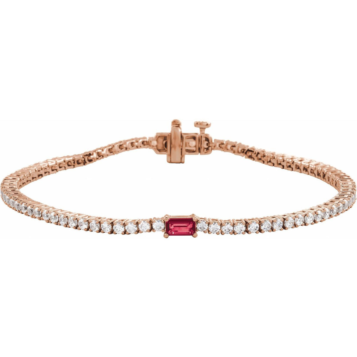 Pulseira riviera rubi – Ouro Rosé 14k