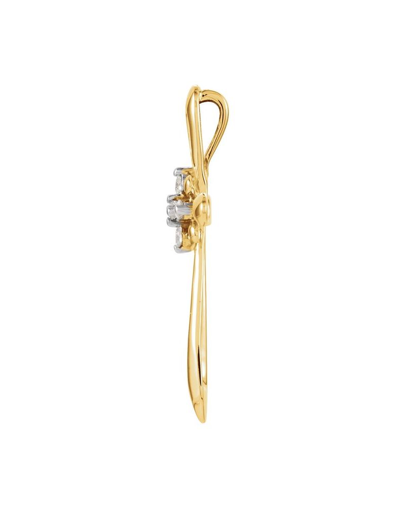 Pingente Cruz Cravejado em Ouro 14k com Diamantes Naturais – Modelo 29