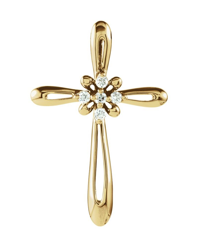 Pingente Cruz Cravejado em Ouro 14k com Diamantes Naturais – Modelo 29