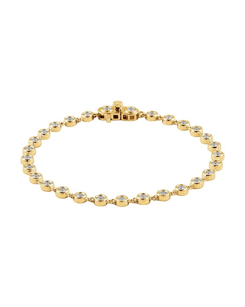 Pulseira Riviera com Cravação Bezel em Ouro 14k com Diamantes Naturais – Modelo 2