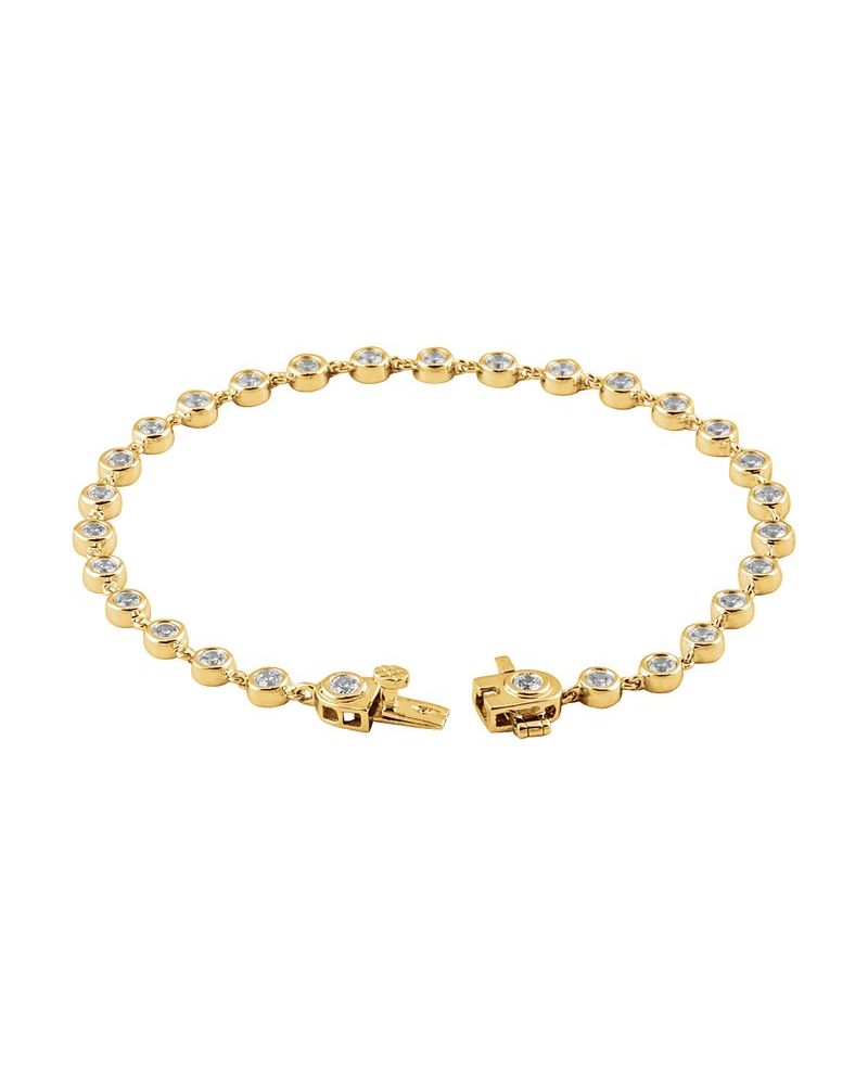 Pulseira Riviera com Cravação Bezel em Ouro 14k com Diamantes Naturais – Modelo 2