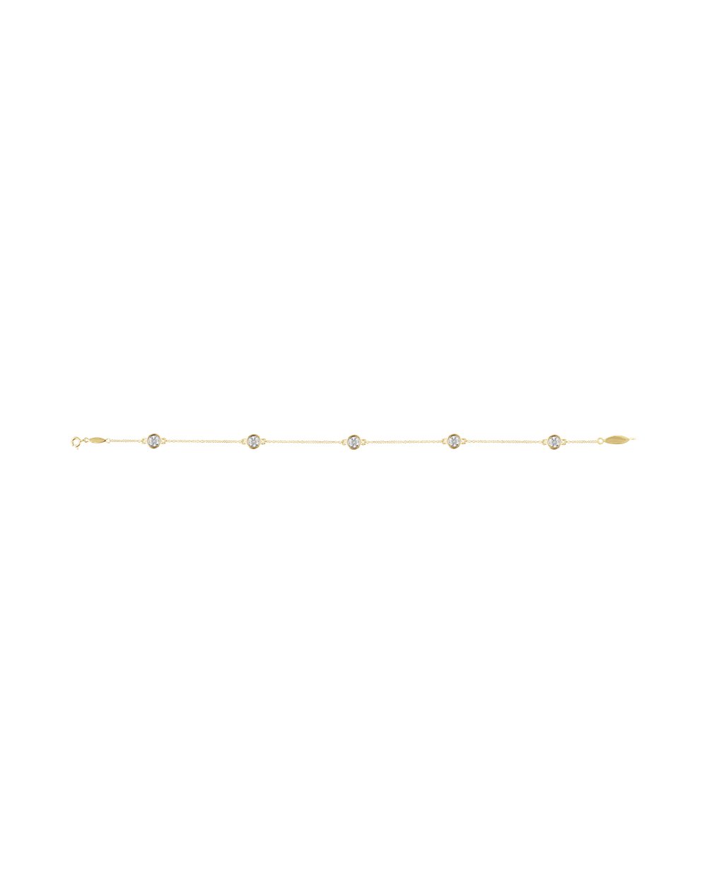 Pulseira Cinco Pontos de Luz em Ouro 14k com Diamantes de Laboratório