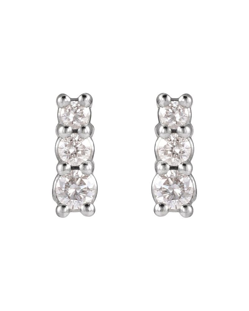 Brinco Três Pedras em Ouro 14k com Diamantes Naturais – Modelo 2
