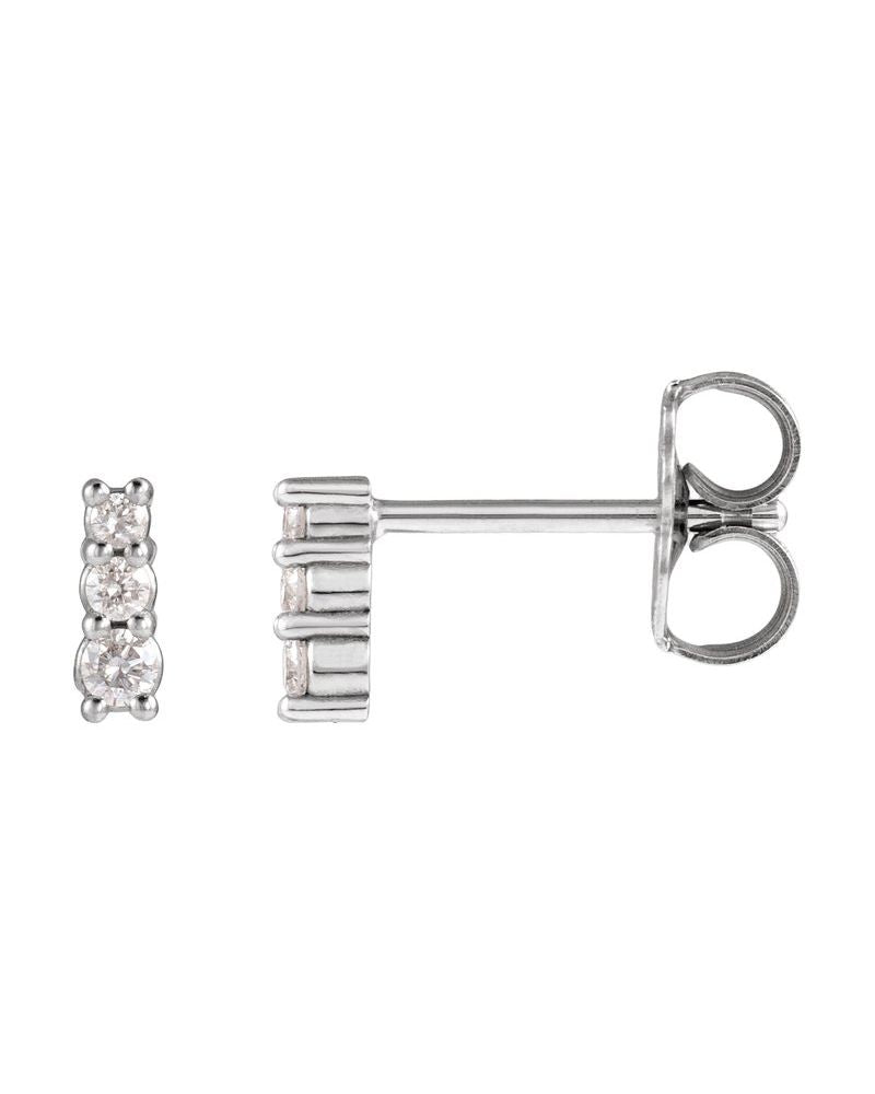 Brinco Três Pedras em Ouro 14k com Diamantes Naturais – Modelo 2