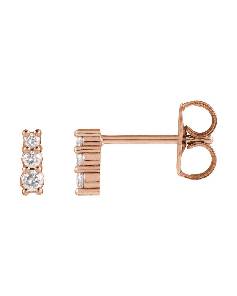 Brinco Três Pedras em Ouro 14k com Diamantes Naturais – Modelo 2