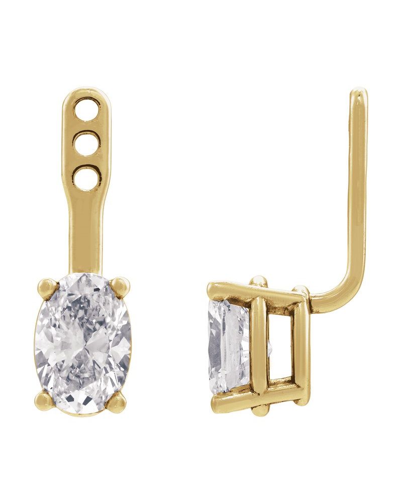 Jaqueta para Brinco Solitário em Ouro 14k com Diamantes de Laboratório – Modelo 2