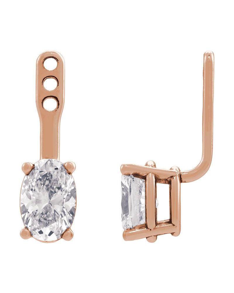 Jaqueta para Brinco Solitário em Ouro 14k com Diamantes de Laboratório – Modelo 2